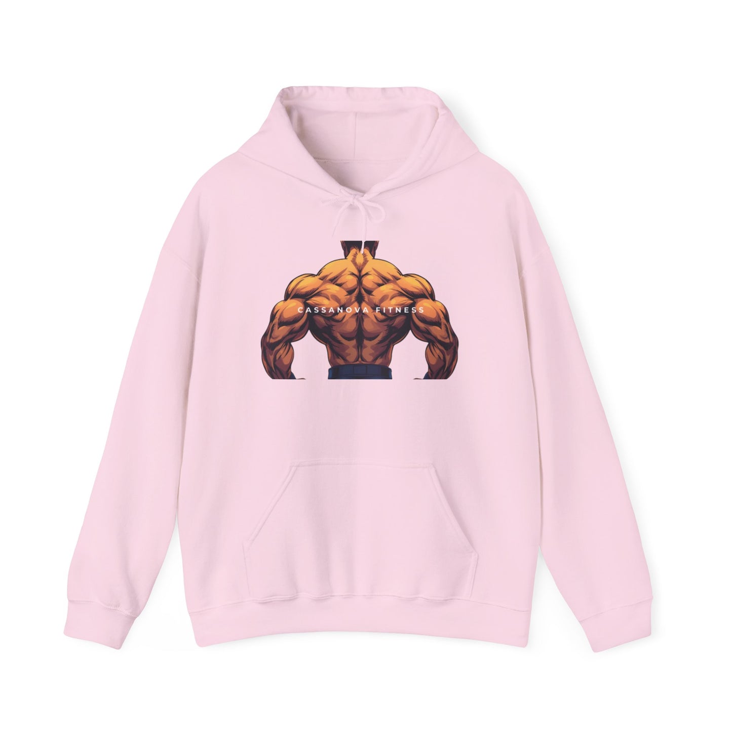Pink hoodie with a muscular graphic and 'Aesthetic Fitness' text on a white background