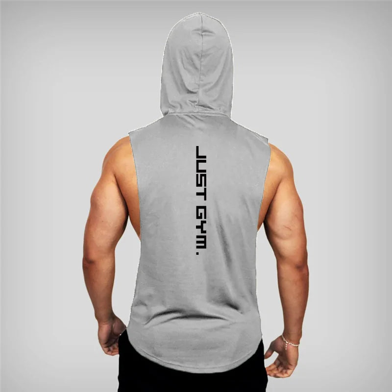 just gym hoodie tank top grey