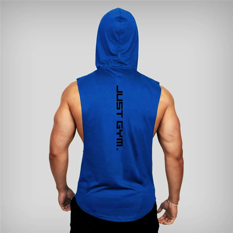 just gym hoodie tank top blue