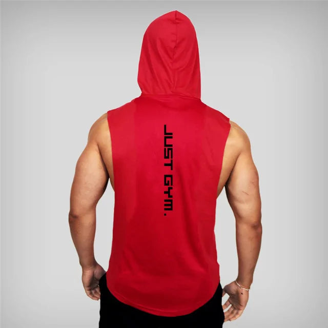 just gym hoodie tank top red