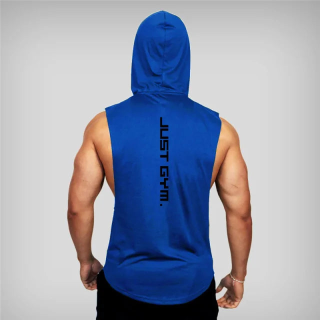 just gym hoodie tank top blue