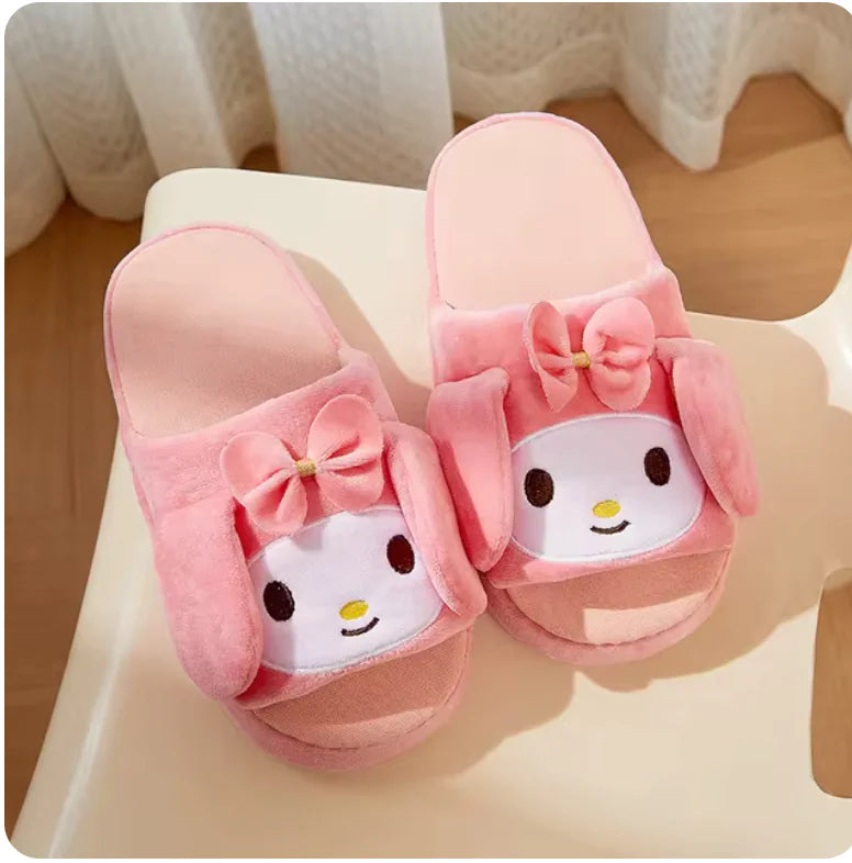 Sanrio Slippers with Moving Ears – Kuromi & Cinnamoroll, Anti-Slip