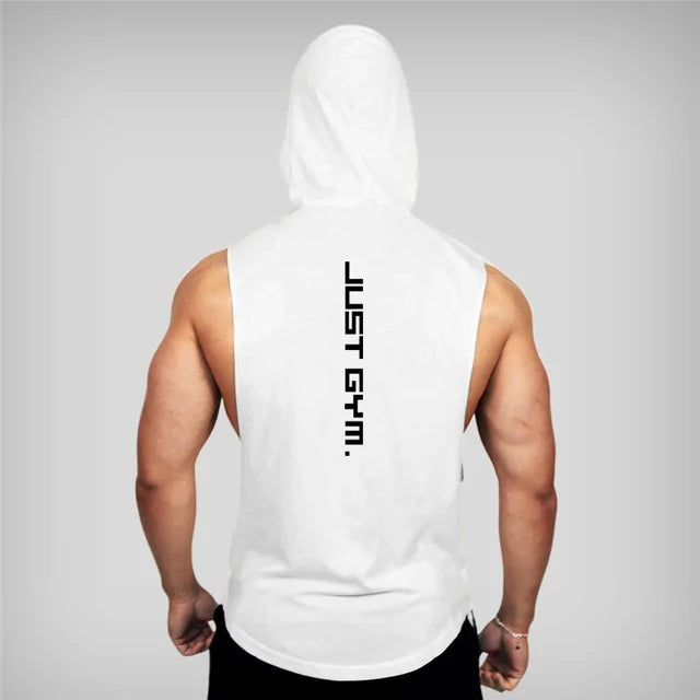 just gym hoodie tank top white